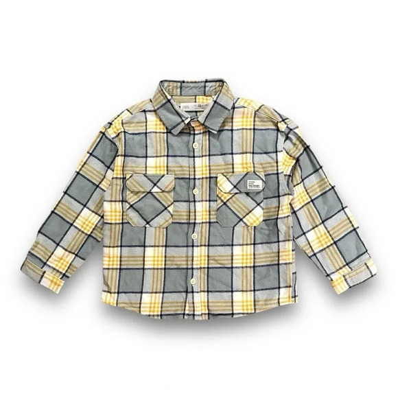 Zara | Flannel Button Down Shirt (4-5 yrs) 💛🩶 - Picture 1 of 4